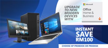 Save up to RM100 when you Upgrade to HP Modern Devices with Microsoft Home and Business